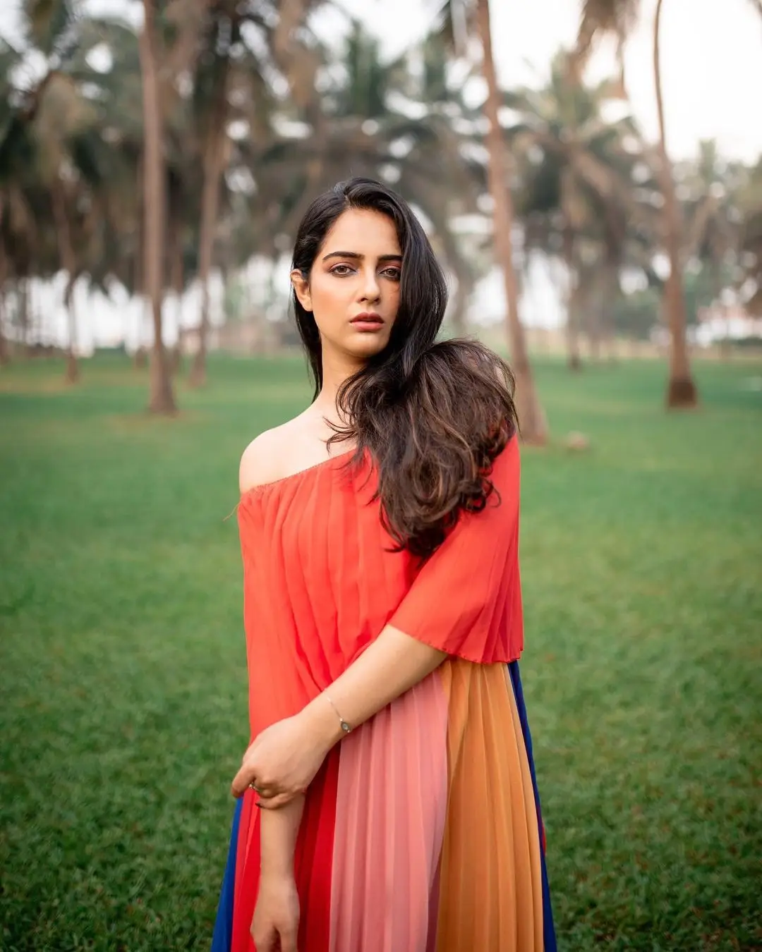 Malvi Malhotra Photoshoot In Orange Gown